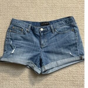 Banana Republic Denim Shorts Cuffed Hem Distressed Blue Wash Size‎ 29/8